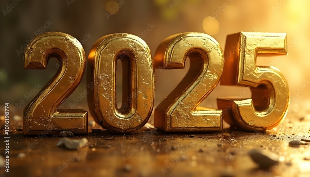 2025 number with old gold look and shiny 3D style 2025 number with old gold look and shiny 3D style