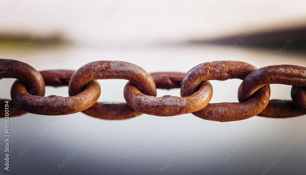 Rusted iron chain links. Close-up. Rusted iron chain links. Close-up.