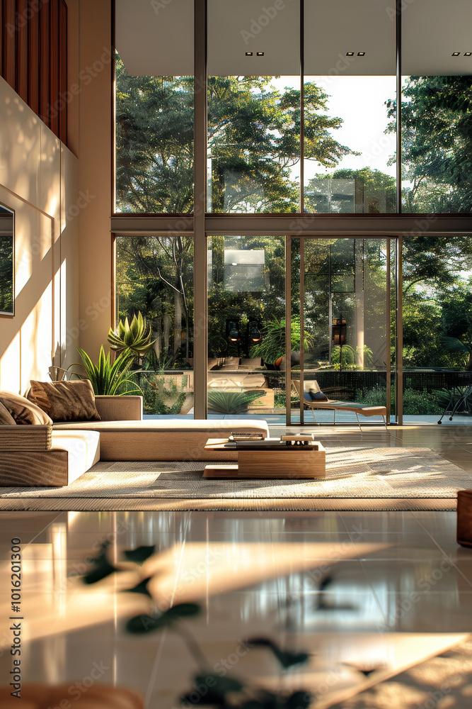 Fototapeta premium A sophisticated modern living room with elegant furnishings