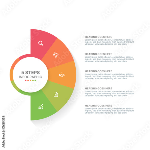 Modern Circular Infographic Design Template with 5 Data Points