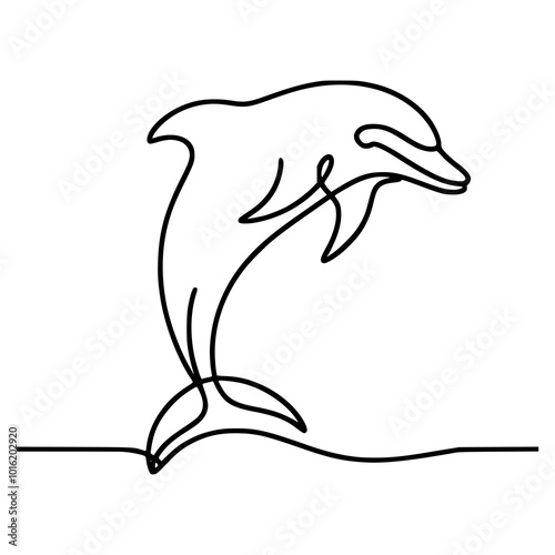 one line drawing dolphin animal fish vector illustration template design