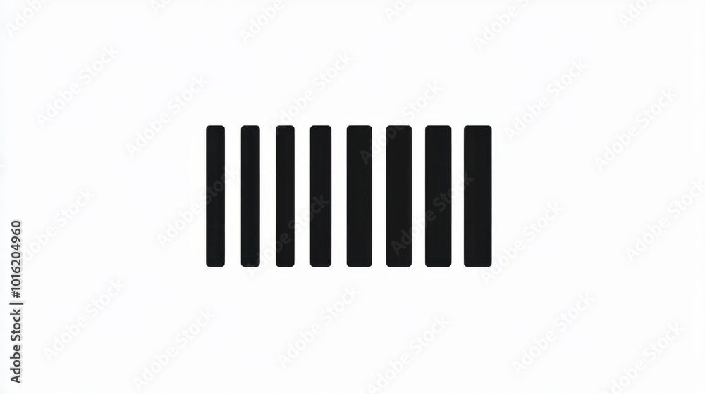 Barcode icon in black and white with clean design, isolated on a white background Barcode icon in black and white with clean design, isolated on a white background