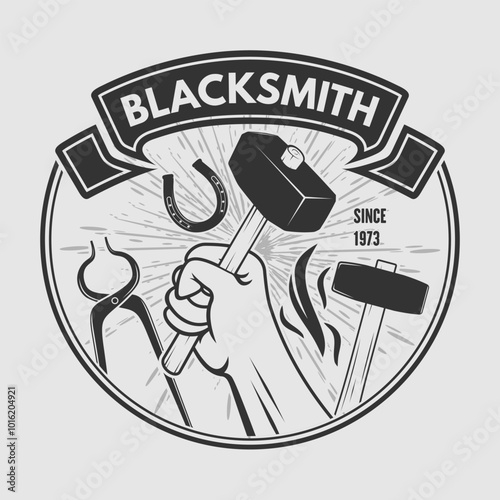 Blacksmith logo design template. Vector illustration