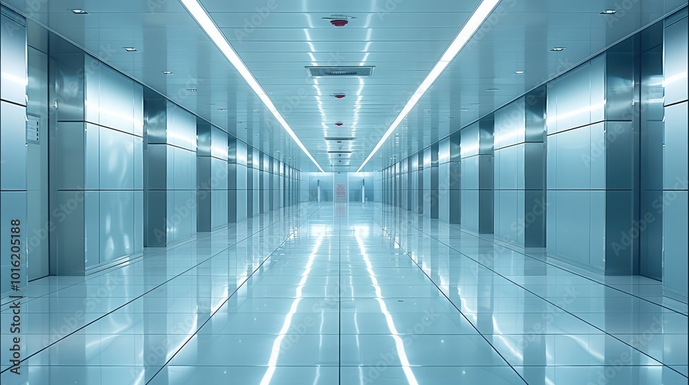 A space where different emergency luminaires, recessed, suspended. A space where different emergency luminaires, recessed, suspended.