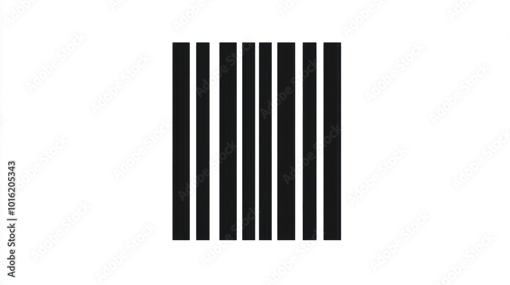 Barcode icon with vertical black bars, isolated on a clean white background Barcode icon with vertical black bars, isolated on a clean white background