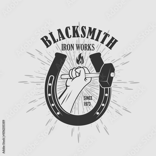 Blacksmith logo design template. Vector illustration