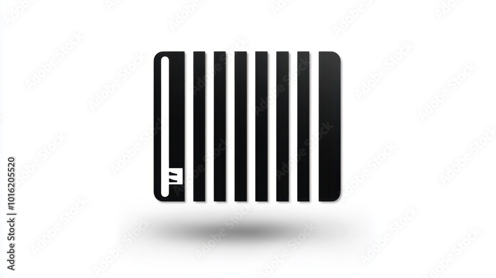 Bold black barcode icon with crisp vertical lines, isolated on white background Bold black barcode icon with crisp vertical lines, isolated on white background