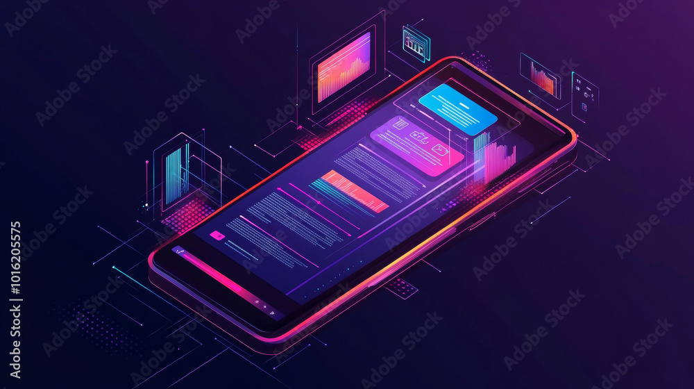 Mobile app development and design concept. Sketch layout of mobile ...