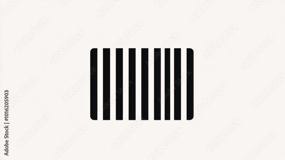 Clean and minimal barcode icon with sharp black lines, isolated on white background Clean and minimal barcode icon with sharp black lines, isolated on white background