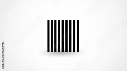 Clean and minimal barcode icon with sharp black lines, isolated on white background