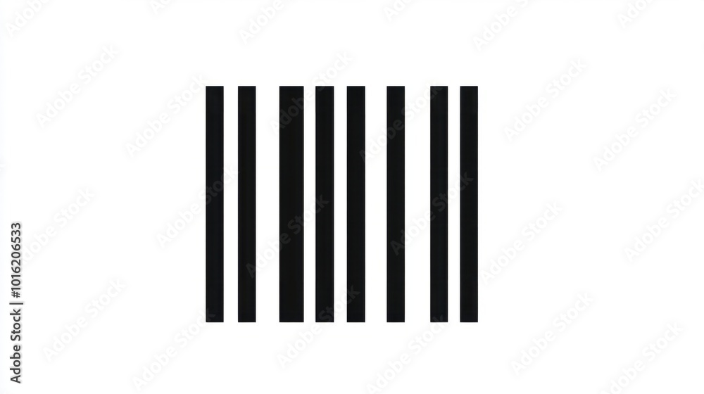 Minimal barcode icon with vertical black bars, isolated on a white background Minimal barcode icon with vertical black bars, isolated on a white background
