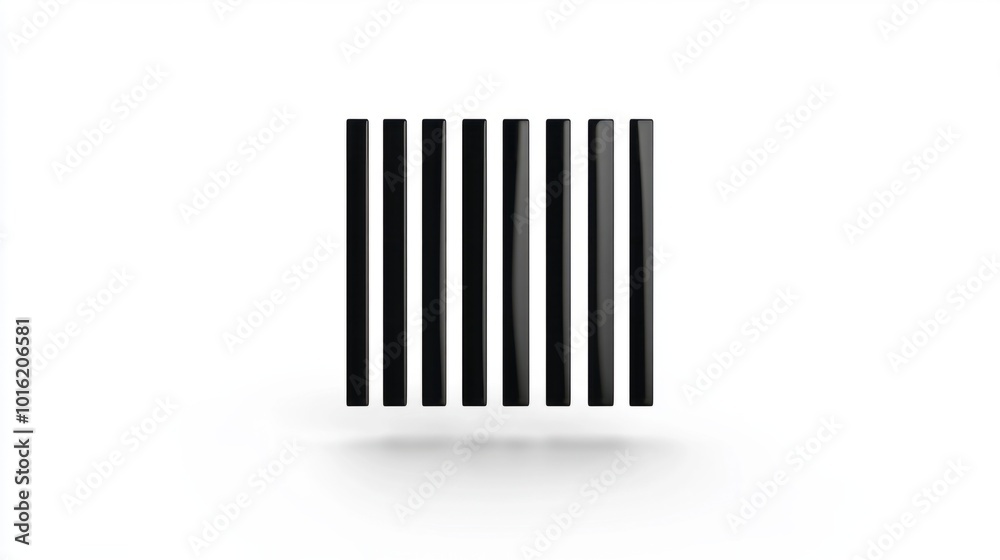 Minimal barcode icon with vertical black bars, isolated on a white background Minimal barcode icon with vertical black bars, isolated on a white background