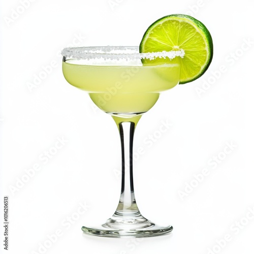 Wallpaper Mural Refreshing margarita cocktail in a salt-rimmed glass with a lime wedge isolated on white background  Torontodigital.ca
