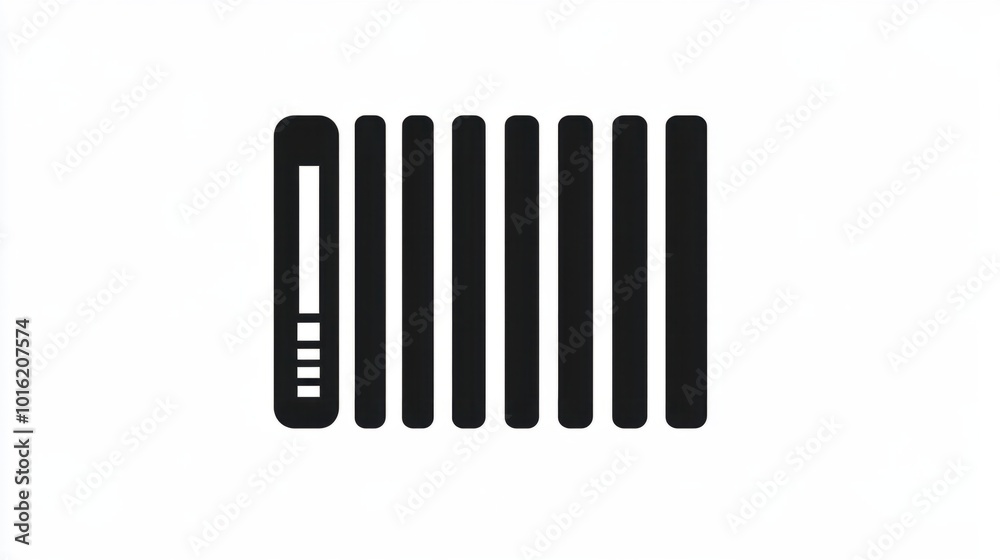 Simple black barcode icon with minimal design, isolated on white Simple black barcode icon with minimal design, isolated on white