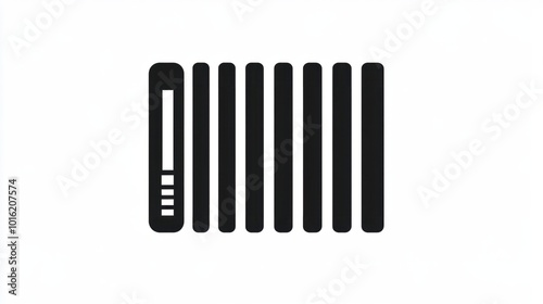 Simple black barcode icon with minimal design, isolated on white