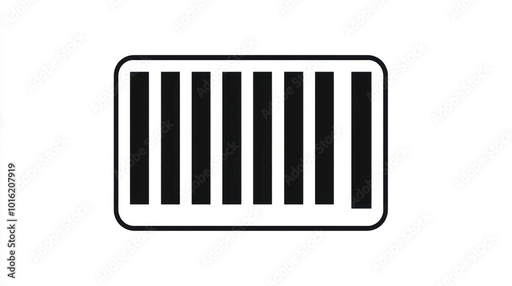 Simple, modern barcode icon with sharp black lines, isolated on white background Simple, modern barcode icon with sharp black lines, isolated on white background