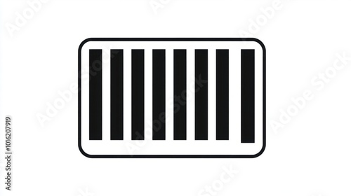 Simple, modern barcode icon with sharp black lines, isolated on white background