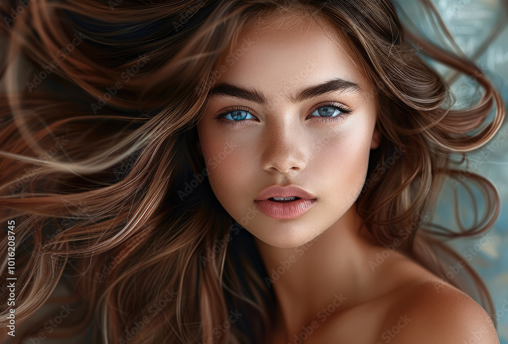 Beautiful woman with long, healthy, and shiny brown hair. Beautiful woman with long, healthy, and shiny brown hair.