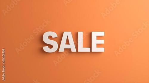 White 'SALE' Sign on a Light Orange Background with Copy Space