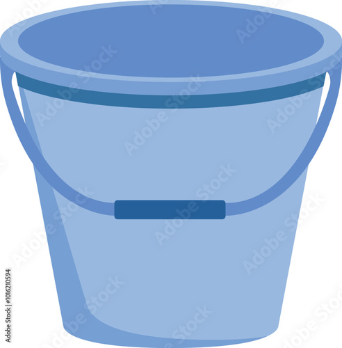 Bucket Isolated on white background in cartoon style. Plastic, iron bucket, Empty bucket