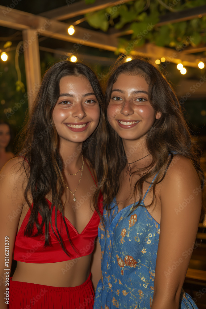 Two women are smiling and posing for a picture Two women are smiling and posing for a picture