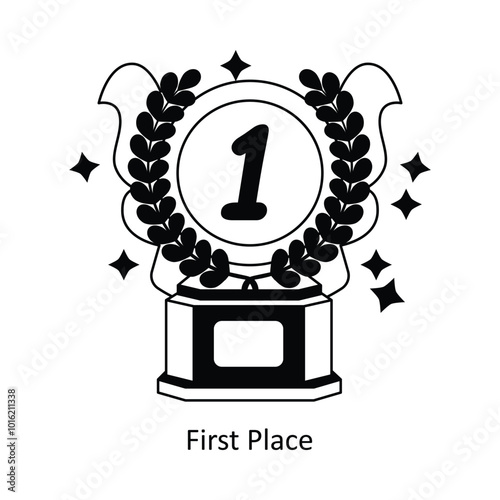 First Place Outline  concepts style illustration. EPS 10 File