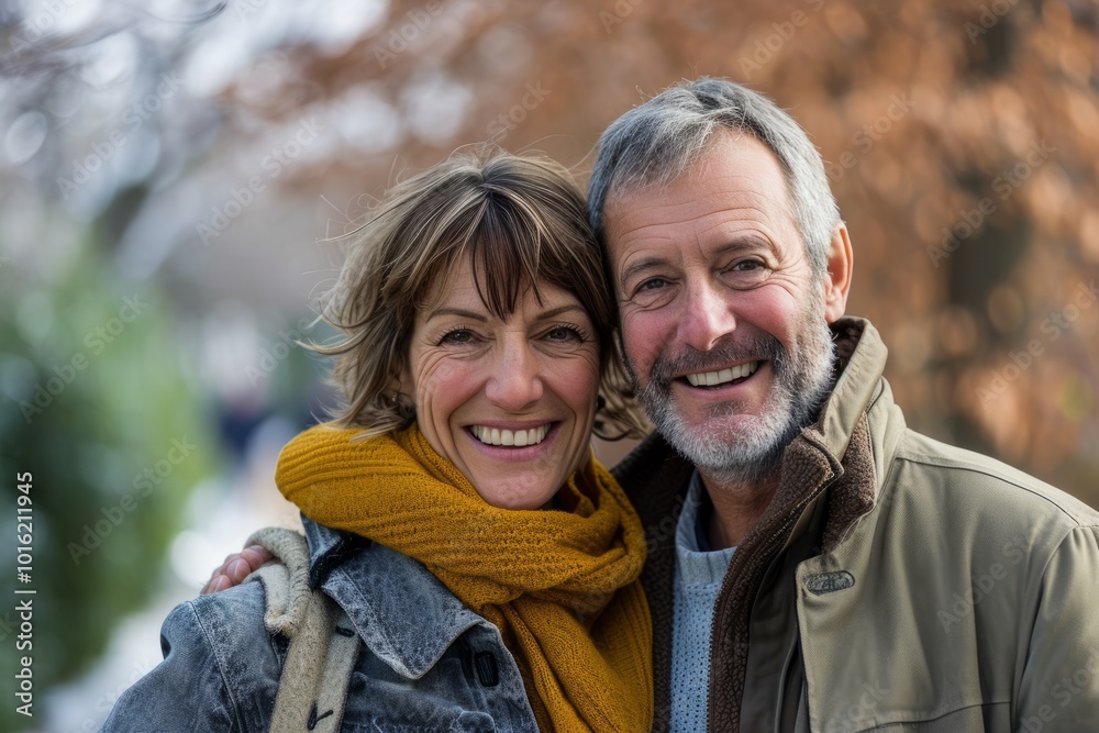 Portrait of a happy senior couple on a walk in the park Portrait of a happy senior couple on a walk in the park