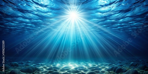 Sunbeams Illuminate the Ocean Floor, Casting Shadows on the Sandy Bottom, Creating a Mystical Underwater Landscape