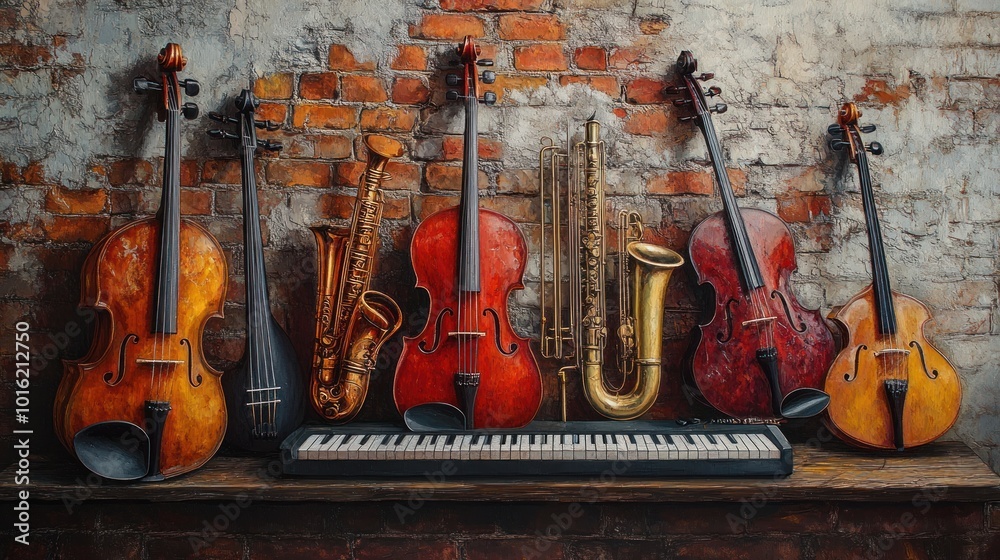 Naklejka premium Musical Instruments Still Life