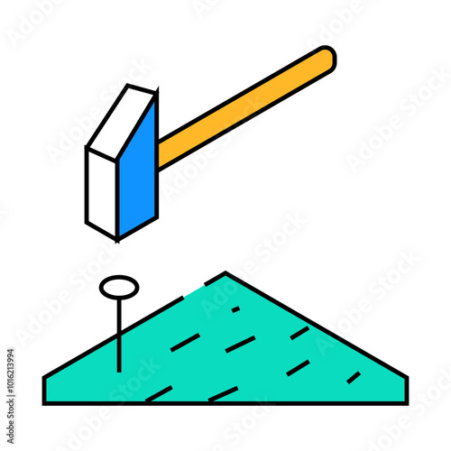 hammer nail assembly furniture line icon vector. hammer nail assembly furniture sign. isolated symbol illustration