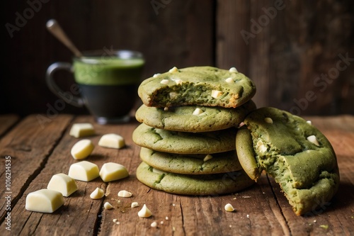 green tea flavored cookies with white chocolate