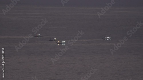 Fisher boats in open ocean they are fhishing photo