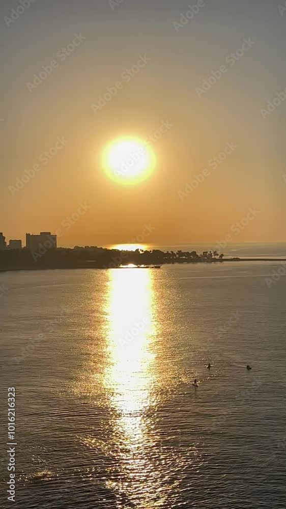 Golden sunset over the sea horizon Golden sunset over the sea horizon