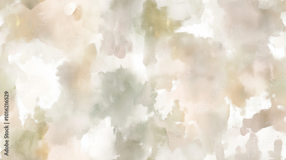 Obraz premium Seamless watercolor texture with soft earth tones and gold accents on light background