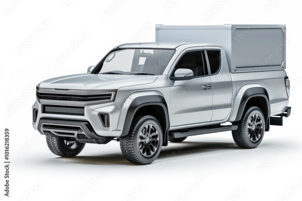 Modern silver pickup truck design Modern silver pickup truck design