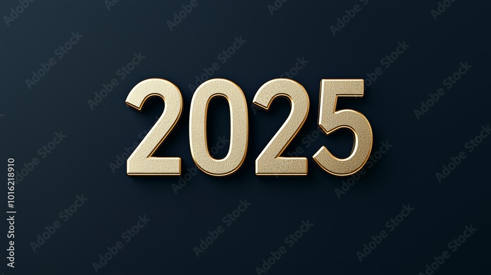 Prominent golden numbers representing the year 2025 on a dark background, symbolizing future events and aspirations Prominent golden numbers representing the year 2025 on a dark background, symbolizing future events and aspirations