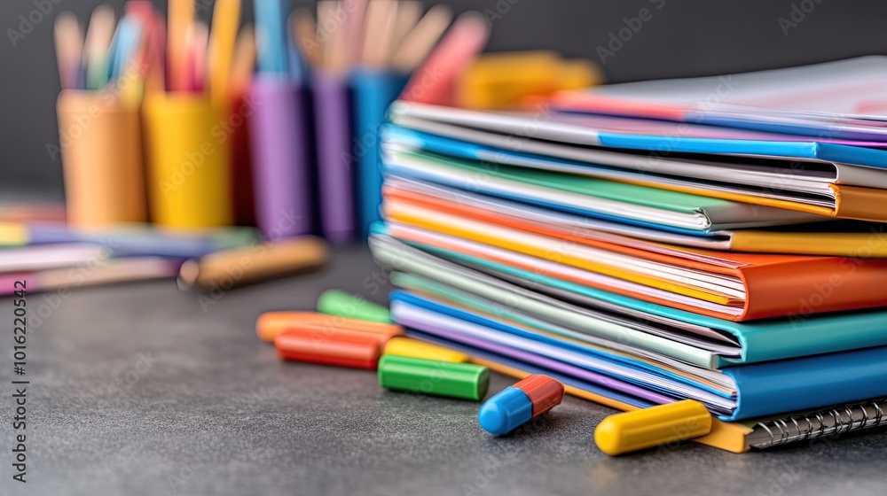 A vibrant stack of magazines sits atop a desk, inviting kids to explore fun crafts in an organized art studio filled with paints and tools for creativity A vibrant stack of magazines sits atop a desk, inviting kids to explore fun crafts in an organized art studio filled with paints and tools for creativity
