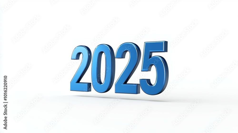 The year 2025 displayed in bold blue 3D text against a clean white background, signifying future trends, events, and innovations expected to occur during this time The year 2025 displayed in bold blue 3D text against a clean white background, signifying future trends, events, and innovations expected to occur during this time