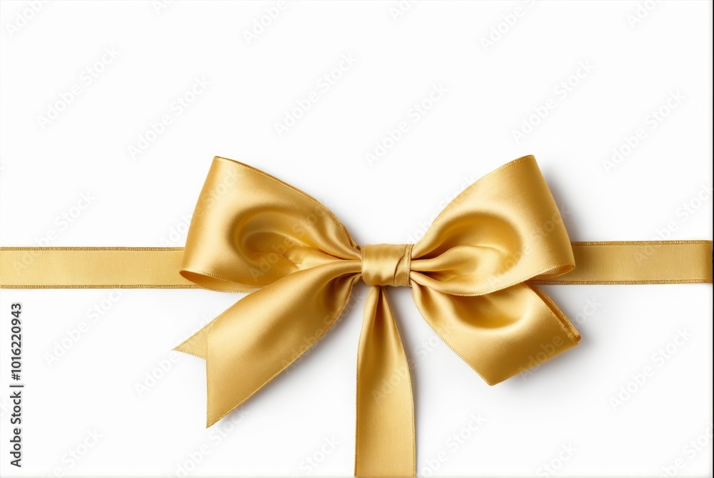 Golden satin ribbon bow on white background Golden satin ribbon bow on white background