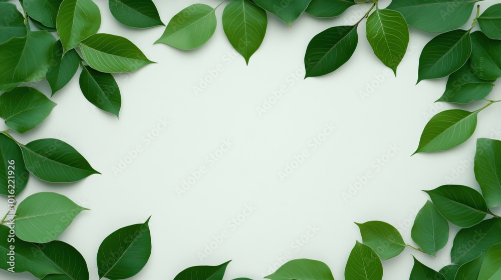 Lush green leaves are styled against a smooth gray concrete surface, creating a harmonious blend of nature and modern design, perfect for creative projects or banners Lush green leaves are styled against a smooth gray concrete surface, creating a harmonious blend of nature and modern design, perfect for creative projects or banners
