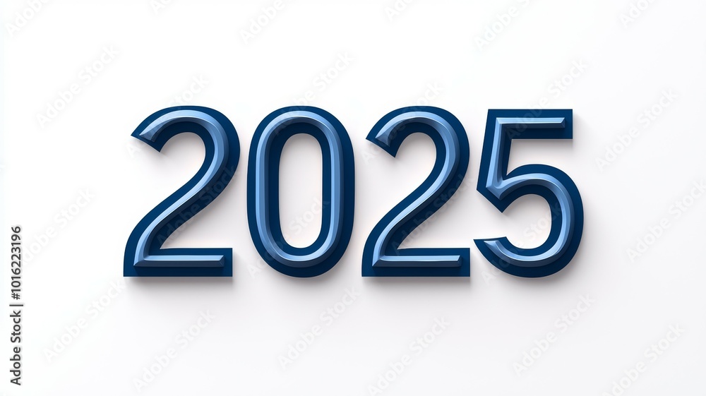 A bold and glossy representation of the year 2025 displayed prominently against a clean, white background for visual impact and clarity A bold and glossy representation of the year 2025 displayed prominently against a clean, white background for visual impact and clarity
