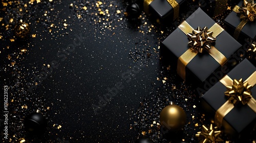 a black and gold Black Friday sale background with plenty of copy space. photo