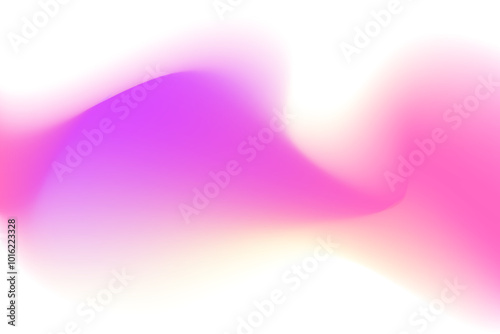 Pink, yellow, purple blurry wave form, iridescent smooth gradient brush stroke isolated motion element, transparent background. Dream glow abstract dynamic watercolor shape.