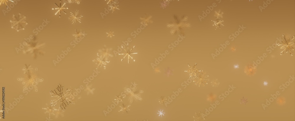 Golden Snowflakes Falling on a Soft Background Golden Snowflakes Falling on a Soft Background