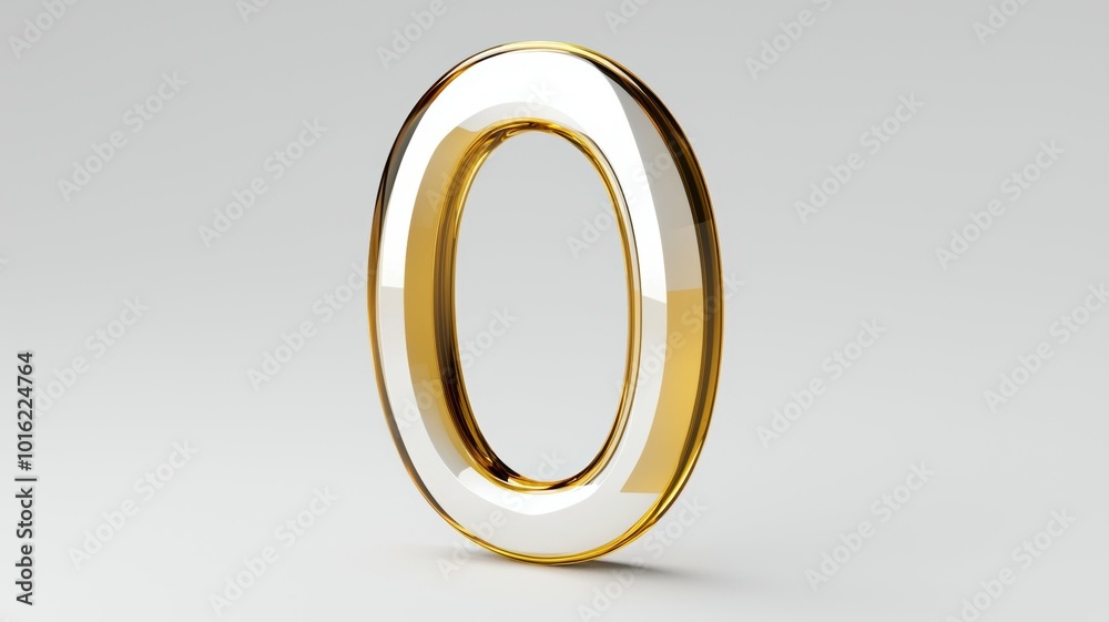 Modern golden and white 3D number zero design on a neutral background showcasing elegance and creativity Modern golden and white 3D number zero design on a neutral background showcasing elegance and creativity