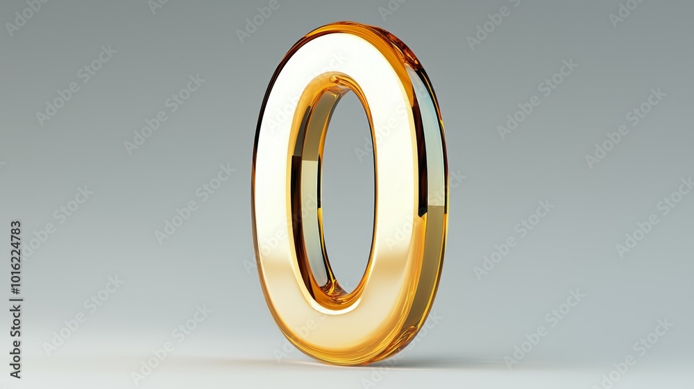 A shiny golden number zero in a modern design on a plain background showcasing its unique reflective qualities A shiny golden number zero in a modern design on a plain background showcasing its unique reflective qualities