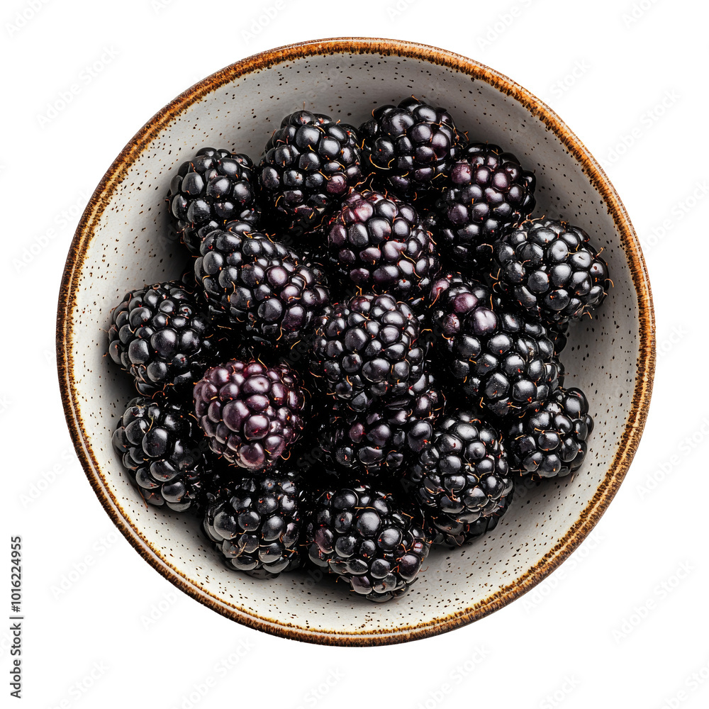 Generative ai illustration of A bowl of blackberries fruits in a green bowl