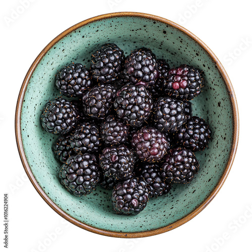 Obraz na płótnie Generative ai illustration of A bowl of blackberries fruits in a green bowl w salonie