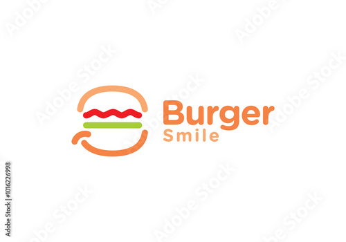 smile burger logo combination. happy food restaurant vector design inspiration