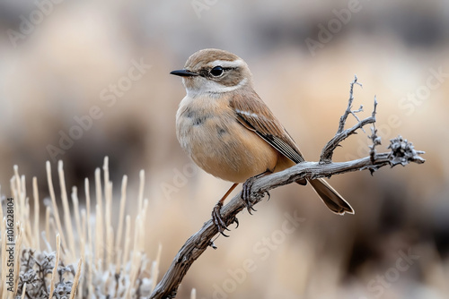 Wallpaper Mural Small brown bird perched on a dry branch in a natural outdoor setting with a blurred background. Torontodigital.ca